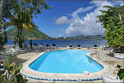 The KANAOA and its swimming pool facing the bay of Les Saintes